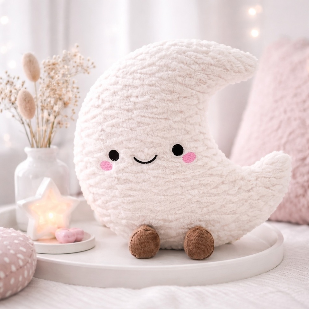 Crescent Moon Plush | 10″ | Cream
